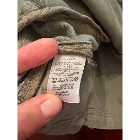 AnnTaylor LOFT Green Military Style Shacket  Jacket Size Medium Fall Lightweight - Picture 7 of 12